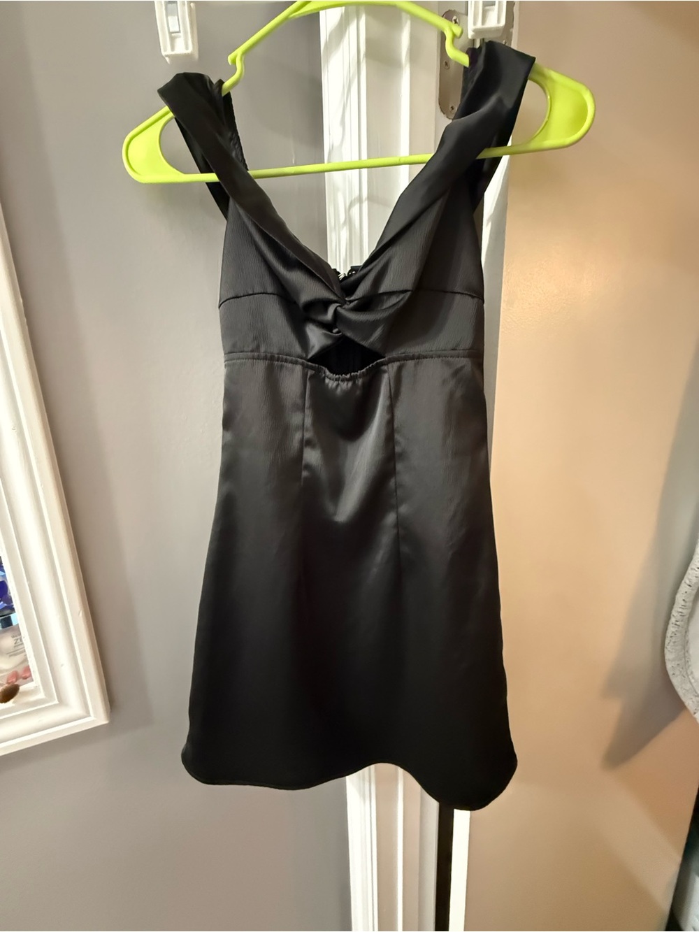 Princess Polly Black Satin Slip Dress with V-Neck